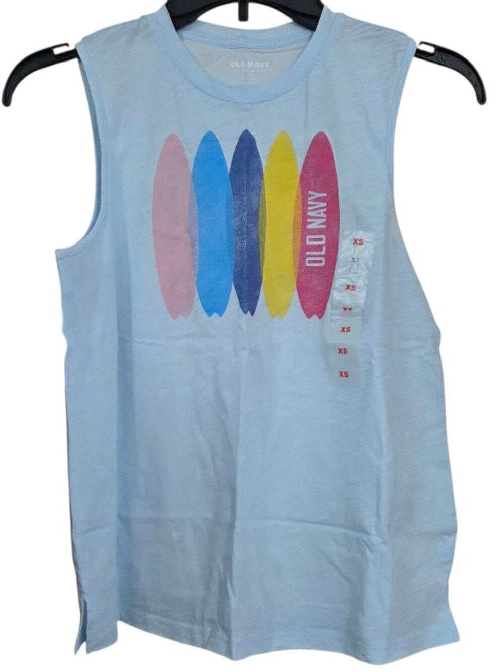 OLD NAVY Women's EveryWear Sleeveless Icebox Blue Surfboard Graphic T-Shirt - XS